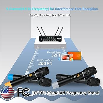Amazon.com: ZERFUN Pro Wireless Microphone System 4 Channel